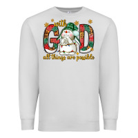 Dove Grey With God all things are possible with snowman Premium Sweatshirt - NancyCooperArtShop