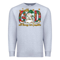 Heather Grey With God all things are possible with snowman Premium Sweatshirt - NancyCooperArtShop