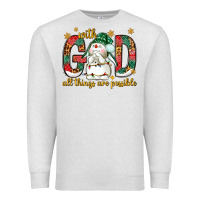 Oatmeal Heather With God all things are possible with snowman Premium Sweatshirt - NancyCooperArtShop