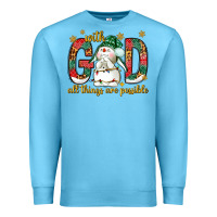 Ocean Blue With God all things are possible with snowman Premium Sweatshirt - NancyCooperArtShop