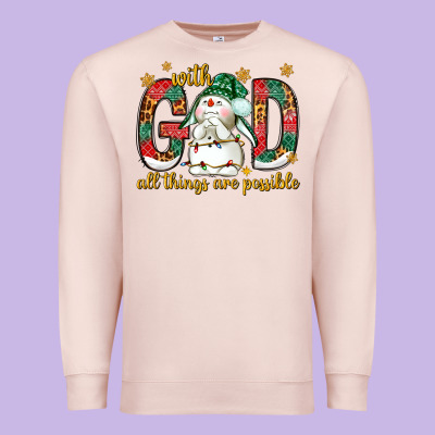 With God All Things Are Possible With Snowman Premium Sweatshirt Designed By Nancycooperartshop