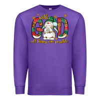 Purple With God all things are possible with snowman Premium Sweatshirt - NancyCooperArtShop