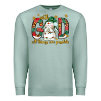 Seafoam With God all things are possible with snowman Premium Sweatshirt - NancyCooperArtShop