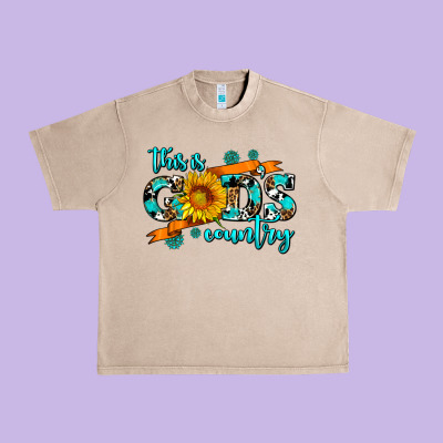 This Is Gods Country Sunflower Urban Heavy Tee Designed By Adodesignshop