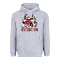 Heather Grey pink merry christmas Heavyweight Hoodie - MaliasSmallBusiness