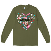 Army Green dental life element heart Long Sleeve Tee - AdoDesignShop