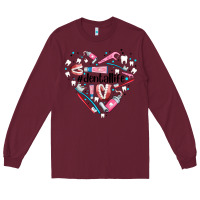 Burgundy dental life element heart Long Sleeve Tee - AdoDesignShop