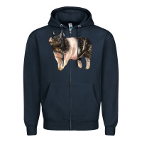 Navy hampshire pig Zipper Hoodie - LillyAllenDesigns