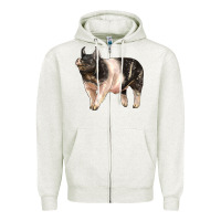 Oatmeal Heather hampshire pig Zipper Hoodie - LillyAllenDesigns