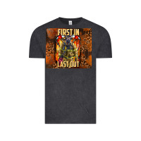Vintage Black first in last out firefighter Vintage Tee - AdoDesignShop