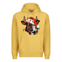 Antique Gold Christmas cow with antlers Premium Hoodie - Jasminsmagicworld