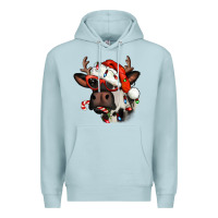 Blue Mist Christmas cow with antlers Premium Hoodie - Jasminsmagicworld