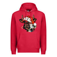 Cardinal Christmas cow with antlers Premium Hoodie - Jasminsmagicworld