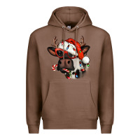 Chestnut Christmas cow with antlers Premium Hoodie - Jasminsmagicworld