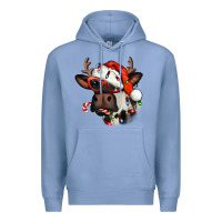 Colony Blue Christmas cow with antlers Premium Hoodie - Jasminsmagicworld