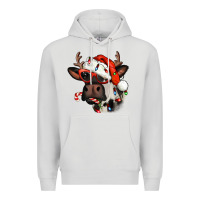 Dove Grey Christmas cow with antlers Premium Hoodie - Jasminsmagicworld