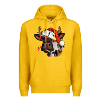 Lemon Christmas cow with antlers Premium Hoodie - Jasminsmagicworld