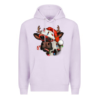 Lilac Christmas cow with antlers Premium Hoodie - Jasminsmagicworld