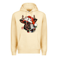 Pina Colada Christmas cow with antlers Premium Hoodie - Jasminsmagicworld