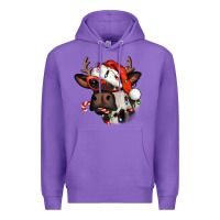 Purple Christmas cow with antlers Premium Hoodie - Jasminsmagicworld