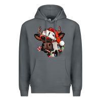 Rock Christmas cow with antlers Premium Hoodie - Jasminsmagicworld