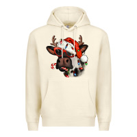 Sandshell Christmas cow with antlers Premium Hoodie - Jasminsmagicworld
