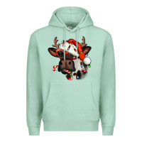 Seafoam Christmas cow with antlers Premium Hoodie - Jasminsmagicworld