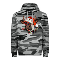 Slate Camo Christmas cow with antlers Premium Hoodie - Jasminsmagicworld