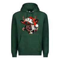 Sports Green Christmas cow with antlers Premium Hoodie - Jasminsmagicworld