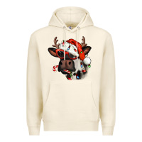 Tofu Christmas cow with antlers Premium Hoodie - Jasminsmagicworld