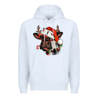 White Christmas cow with antlers Premium Hoodie - Jasminsmagicworld