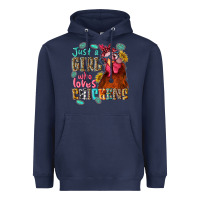 Navy just a girl who loves chickens Heavyweight Hoodie - NancyCooperArtShop