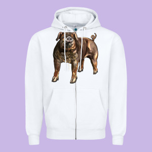 Duroc Pig Zipper Hoodie Designed By Lillyallendesigns