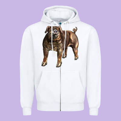 Duroc Pig Zipper Hoodie Designed By Lillyallendesigns