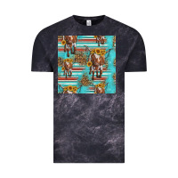 Cloud Black longhorn bull seamless pattern Vintage Tee - HRA Design Shop