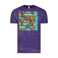 Cloud Purple longhorn bull seamless pattern Vintage Tee - HRA Design Shop