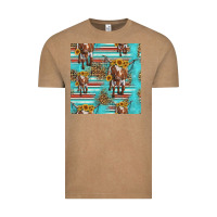Vintage Coffee longhorn bull seamless pattern Vintage Tee - HRA Design Shop