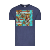 Vintage Denim longhorn bull seamless pattern Vintage Tee - HRA Design Shop