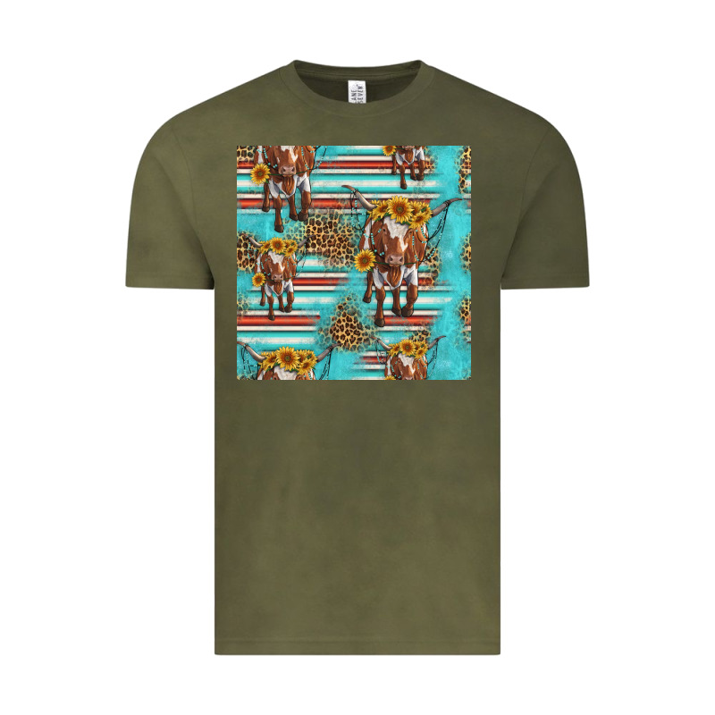 Longhorn Bull Seamless Pattern Vintage Tee by HRA Design Shop | Teevron