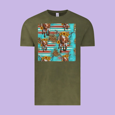 Longhorn Bull Seamless Pattern Vintage Tee Designed By Hra Design Shop