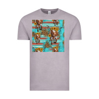 Vintage Zinc longhorn bull seamless pattern Vintage Tee - HRA Design Shop