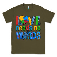 Army Green love needs no words autism Classic Tee - AdoDesignShop