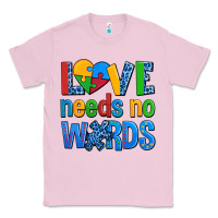 Bubblegum Pink love needs no words autism Classic Tee - AdoDesignShop
