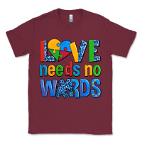 Burgundy love needs no words autism Classic Tee - AdoDesignShop