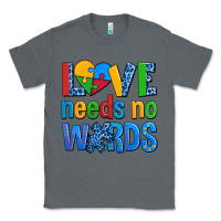 Charcoal Heather love needs no words autism Classic Tee - AdoDesignShop