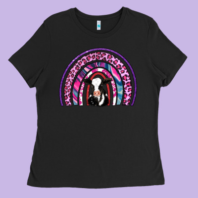 Rainbow Cow Ladies Tee Designed By Adodesignshop