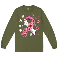 Army Green teeth and flower cancer ribbon Long Sleeve Tee - AdoDesignShop