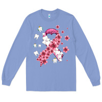 Colony Blue teeth and flower cancer ribbon Long Sleeve Tee - AdoDesignShop