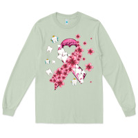 Matcha teeth and flower cancer ribbon Long Sleeve Tee - AdoDesignShop