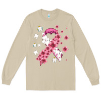 Mushroom teeth and flower cancer ribbon Long Sleeve Tee - AdoDesignShop